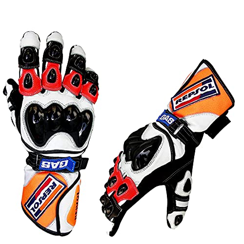 Motor Bike Gloves 2022 Riding Gloves Cowhide Leather Motorbike Gloves (Medium)