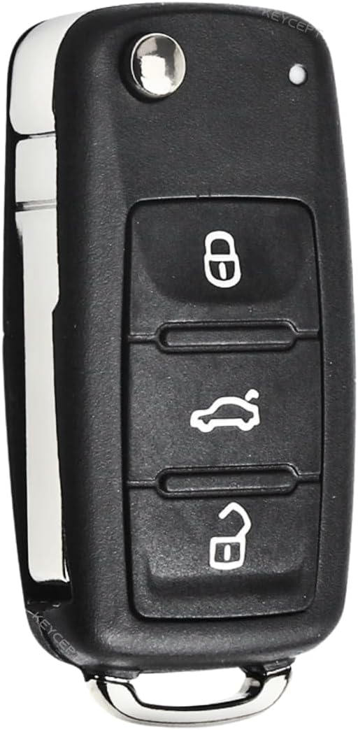 KEYCEPT Premium 3 Button Remote flip Key Shell for Volkswagen Polo, Vento, Passat, Jetta, Ameo and Other Models - Durable Key housing/Body/case Replacement.