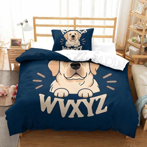 QazwYu Pet Dog Housse De Couette Parure De Lit Microfibre Motif 3 Pièces 3D Housses De Couettes avec Fermeture Éclair Taies d'oreiller Single(135x200 cm)