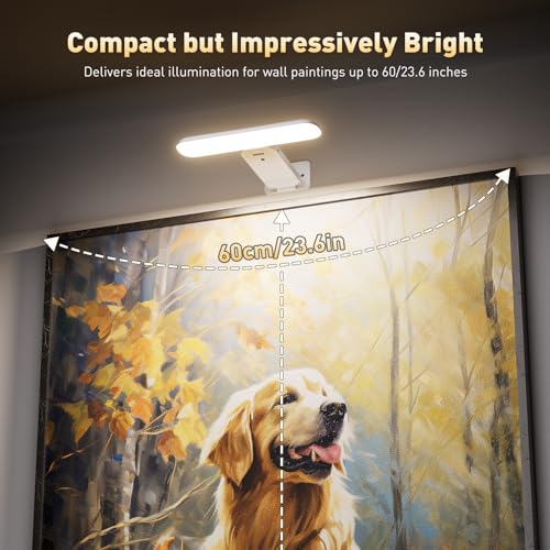 Image of NARUNDREN Rechargeable Picture Lights for Wall with Remote-2PC(White) | Battery Operated, 300LM LED, 3 Color Temperatures, Timer, Poster & Picture Lighting, Dartboard, No-Drill Installation
