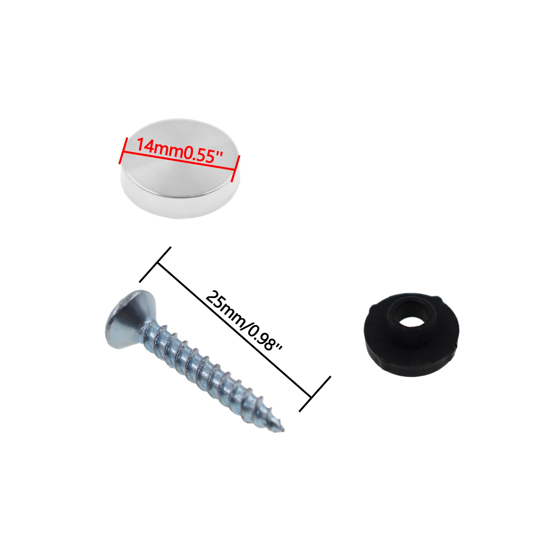 Mirror Screws Fastener,TTZEZE Stainless Steel Decorative Screw Covers Cap,Sign Advertising Hardware,12mm/0.47''Screw Cap Cover Nail,Mirror Screw with Caps 20 PCS 14mm0.55''