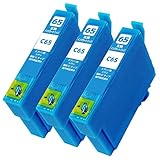 【Enk】製 ICC65 エプソン用 互換インク 互換インクカートリッジ 目印： 糸 残量表示あり 最新ICチップ搭載 国内梱包検品済み QRコード読み取り型説明書導入 IC65 【シアン3本セット】