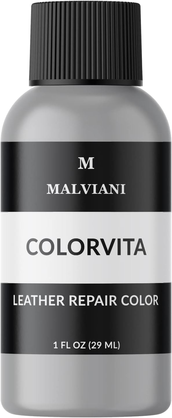 MALVIANI Leather Repair Color Restorer - Light Gray - Restore Sofa, Car Seat, Bag, Furniture & Couch - 1 oz.