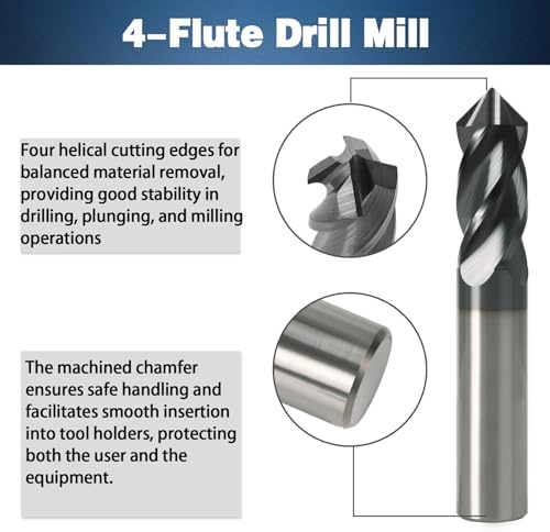 3/16" 90° 4-Flute Carbide Drill Mill Bit TiAlN Coated 5Pcs — 사진 3