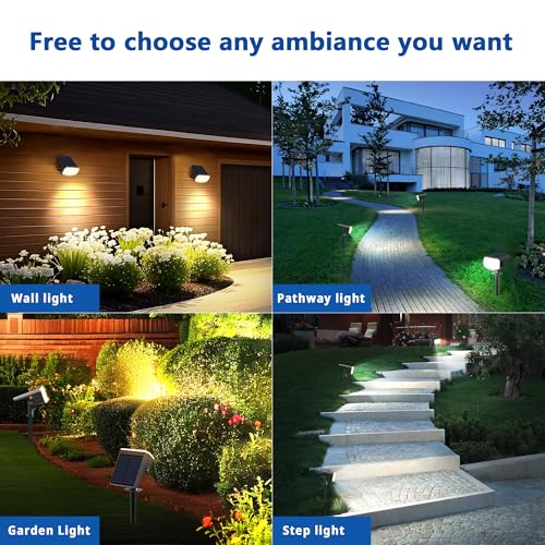 JEJOT Solar Spot Lights Outdoor Waterproof IP65,4 Pack,2CCT(3000K/6500K),4 Lighting Modes Selectable, Solar Powered Yard Garden Solar Spot Lights for Outside Landscape Auto On/Off thumbnail 7