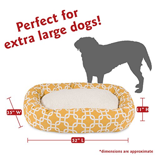 Image of Majestic Pet 52 Inch Links Sherpa Calming Dog Bed Washable - Cozy Soft Round Dog Bed with Spine for Head Support - Fluffy Donut Dog Bed 52x35x11 (inch) - Round Pet Bed X- Large - Yellow
