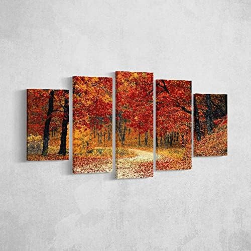Homemania HM205PKNV-190 Tree Picture - 5 Pieces - Nature and Landscapes - per Living Room, Room - Multi-Coloured Polyester, Wood, 100 x 3 x 60 cm