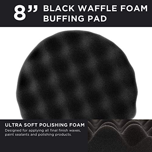 Tcp Global 8" Black Waffle Extra Fine Foam Finishing Grip Pad Final Buff Polish Wax - Hook & Loop #TOP1