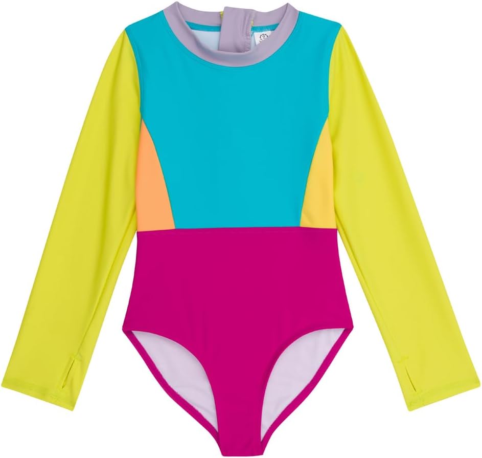 SwimZip® Girls' Long Sleeve One-Piece Swimsuit with UPF 50+ Sun Protection