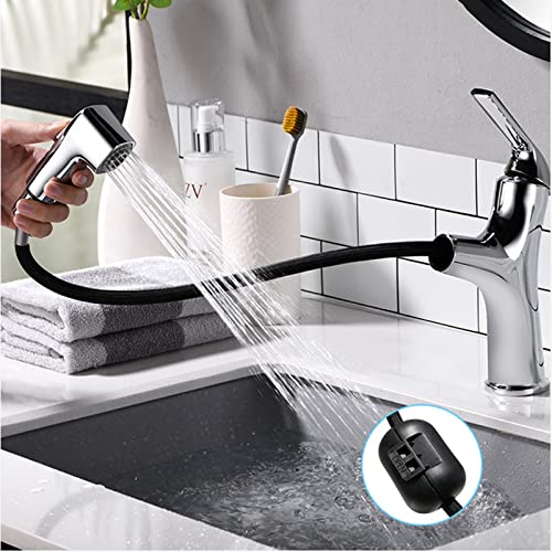 Mitigeur de lavabo extractible noir 2 modes contre les éclaboussures