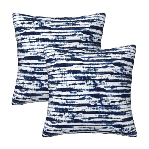 Image of QUALKNOY Set of 2 Velvet Cushion Covers 45x45cm Modern Abstract Art Navy Blue Decorative Throw Pillow Cases 18x18 inches for Sofa Living Room Garden Outdoor Courtyard Decor Pillowcases