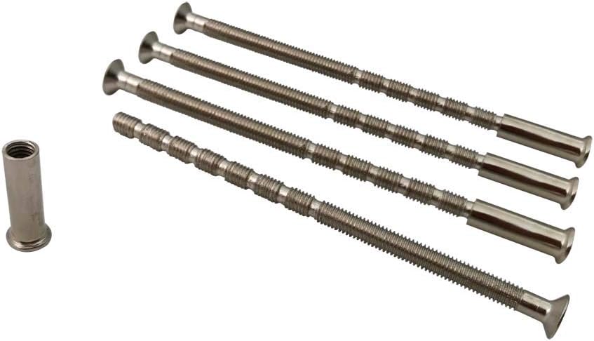 M5 Bolt Connecting and Sleeve Fixing Screws for Patio Door Handle,Door Lock,Escutcheons,Rose,Knob,Cylinder(99mm Nickel Color 4Pcs)