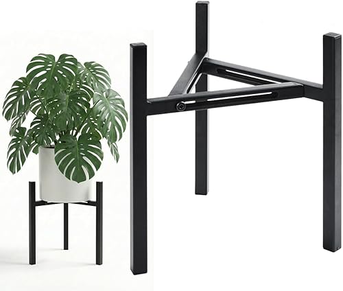 Soporte ajustable para plantas para interiores y exteriores, soporte moderno de metal resistente para macetas de 8 a 12 pulgadas, soporte estable