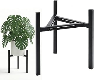 Adjustable Plant Stand Indoor Outdoor, Heavy Duty Metal Modern Plant Holder for 8-12 Inch Pots, Stable Corner Flower Pot Stand Black (Pot & Plant Not Included) (Back-1PCS)