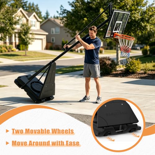 Image of PIZZELLO Basketball Hoop Outdoor 44 /52 Inch Shatterproof PC Backboard, 4.36-10FT Stepless Adjustable Height, Portable Basketball Hoop for Kids /Teens /Adults in Backyard, Driveway and Indoor