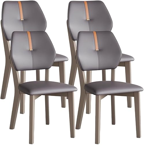 Miniatura 19 de YVYKFZD Juego de sillas de comedor de madera maciza, silla de comedor de cuero, sillas de cocina sin brazos con respaldo, silla tapizada para sala