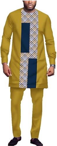 Conjunto de ropa tradicional africana de los hombres Dashiki Imprimir Abrigos+Ankara Pantalones Conjunto de Chándal Blusa Outwear