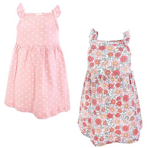 Hudson Baby Infant and Toddler Girls Cotton Dresses, Coral Pretty Floral, 2T