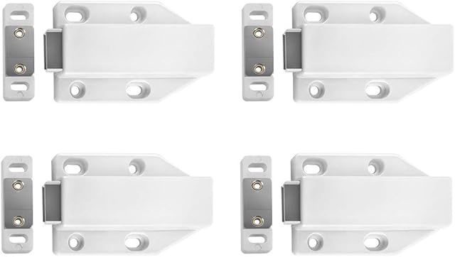 QWORK Magnetic Push Latches, 4 Pack Push to Open Cabinet Latch Magnetic for Cabinet, Drawer, Cupboard, Wardrobe, Chipboard, Sideboard, Cooking Utensils
