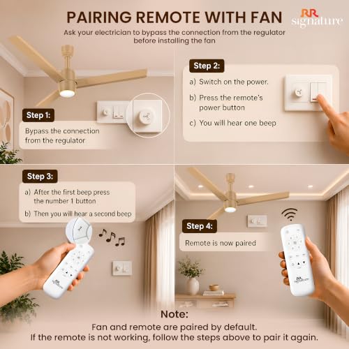 Image of RR Signature OPUL AIR 1250mm BLDC Underlight Ceiling Fan with 100% Pure Copper Motor - 35W | 350 RPM High Speed | Remote Control & LED Light | 3 Light Modes | 3 Year Warranty - THAR GOLD
