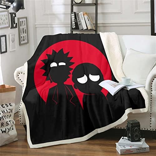 Fgolphd Rick Morty Blanket, Fleece Blankets, Cuddly Blanket Thin Blankets for Sofa, Ultra Soft and Warm Microfibre 3D Print, for Adults and Children (6.100 x 140 cm)