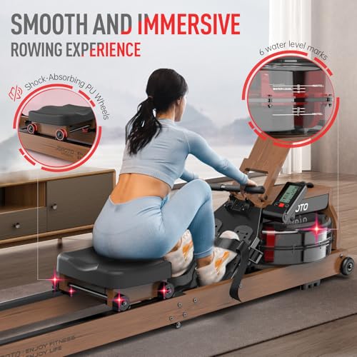 Image of JOROTO Water Rowing Machines for Home, Foldable Rowing Machine with 400LBS Weight Capacity, Dedicated Monitor & Bluetooth APP, Large Water Tank & Comfortable Seat for Immersive Water Rower
