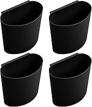 Catime 4pcs Hanging Cups Hanging Storage Basket Pencil Holder Hanging Bucket Makeup Pencil Holder Trolley Accessories (Black)