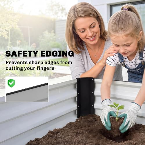 Outsunny Galvanized Raised Garden Bed, 8 x 1.3 x 1.5ft Rectangular Planter Box, Reinforced Outdoor Raised Bed with Open Bottom for Vegetables, Flowers, Herbs, Black - 5