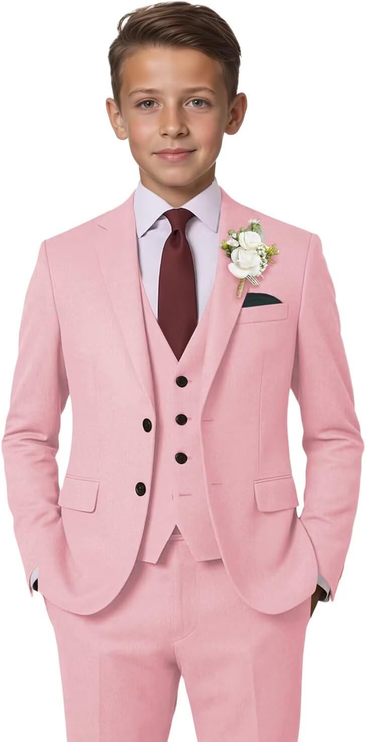 Boys Suit 3 Piece, Kids Tuxedo Suits for Boys Homecoming Communion Formal Wedding Prom Dress Outfits Toddler Suit