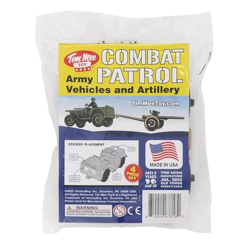 TimMee Combat Patrol Willys & Artillery - Tan & OD Green 4pc Playset USA Made