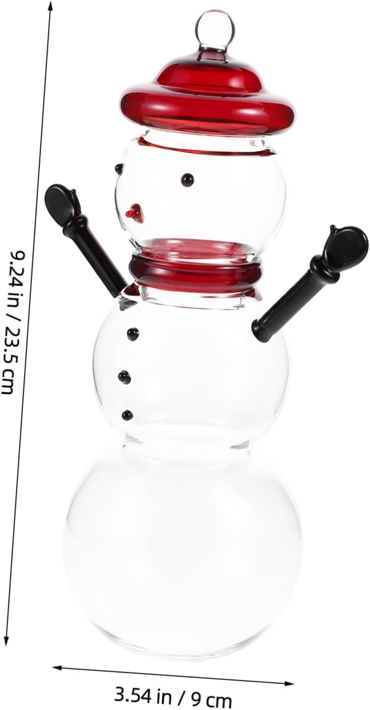 Glass Snowman Candy Jar Featuring Tight-Fitting Lid Decorative Holiday Storage Container for Sweets Festive Home Kitchen Decor Freshness-preserving Glass Candy Holder for Christmas