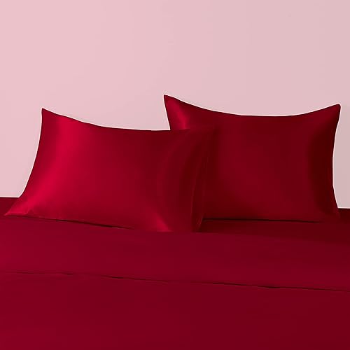 Vista 72 de BEDSUM Paquete de 2 fundas de almohada de satén de seda King para cabello y piel, suaves y lujosas, fundas de almohada con cierre de sobre, 20 x 36
