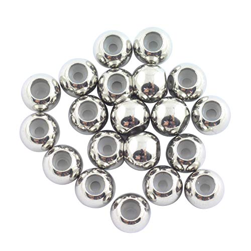 RuiLing 20-Pack Silver Rubber Insert Stopper Positioning Spacer Beads 6.3mm Hole 2mm Height,Stainless Steel Flat Loose Bead for Bracelet Necklace Jewelry Finding Making DIY Craft Accessories 8mm