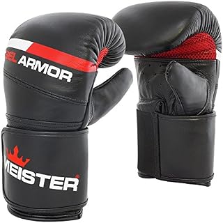 Meister Gel Armor Full-Grain Cowhide Leather Bag Mitts w/Wrist Support - Black