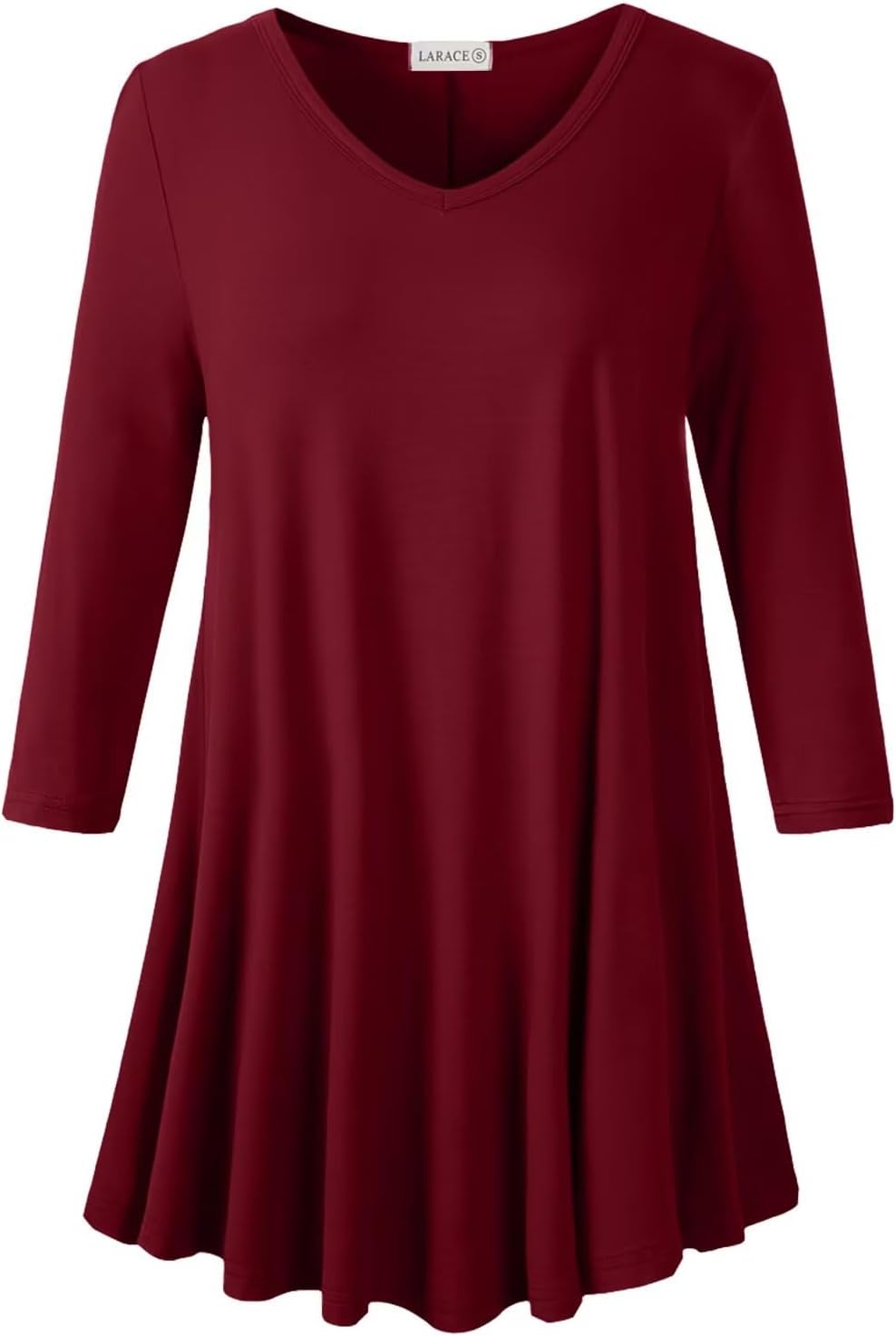LARACE Tunics 3/4 Sleeve Plus Size Tops for Women V Neck Loose Fit Flowy Clothing for Leggings
