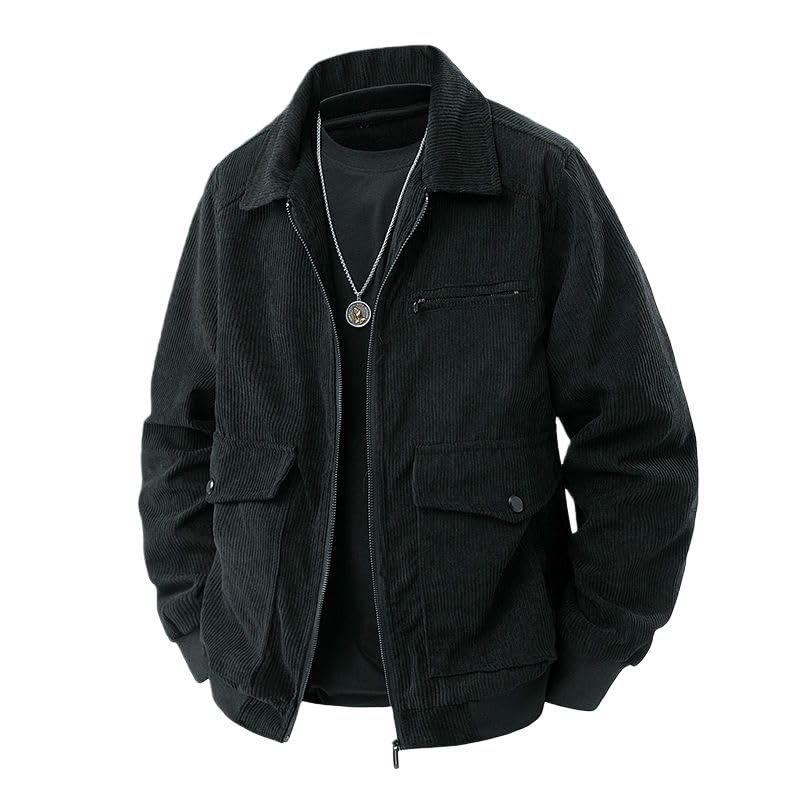 Chaqueta de pana para hombre de mediana edad abrigo forrado para trabajo de invierno 2