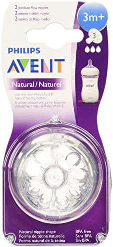 Philips Avent Natural Teat 3 Holes Medium Flow - 3 Months+ (2 Piece Pack)