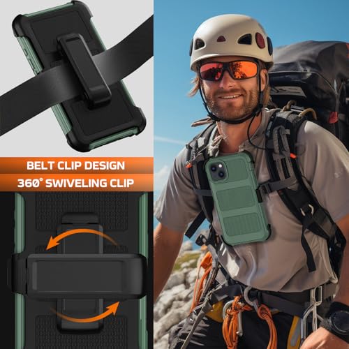 for iPhone 13 Case with Belt Clip Holster,Anti-Drop Shockproof (Green) - image 2