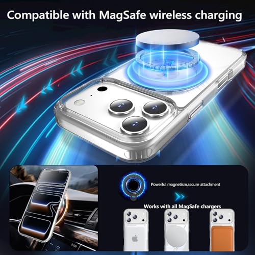 TaeliorTech 360° Spin Invisible Magnetic Stand for iPhone 17 Pro Case [Military Grade Shockproof] [Compatible with MagSafe] Slim Translucent Matte Phone Case for iPhone 17 Pro (6.3"),Clear by TaeliorTech - Image 2