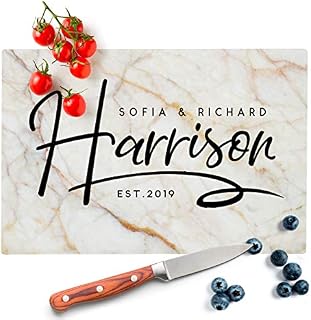Personalized Kitchen Signs for Couples - 12 Marble Colors, 2 Sizes - Tempered