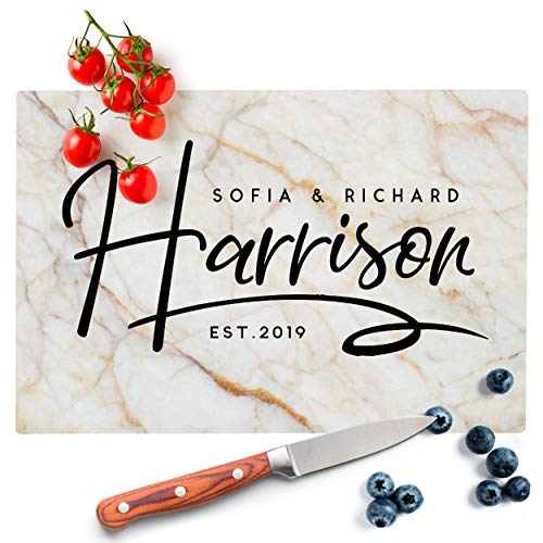 Personalized Kitchen Signs for Couples - 12 Marble Colors, 2 Sizes - Tempered
