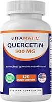 Vista 1 de Vitamatic Quercetina 500 mg, 120 cápsulas vegetarianas (sin OMG, sin gluten, vegano) - Apoya la salud cardiovascular