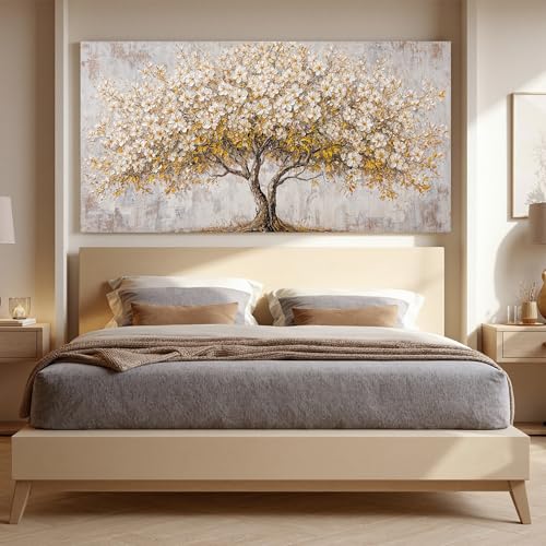 Canvas Wall Art Decor Gold Tree Of Life Oversized Wall Art For Living Room Pictures Wall Art Decor White Vintage Wall Art Prints Decorative Painting Artwork For Bedroom Office Room Wall Decor 29×58 In by Dimpaga - Used condition - Image 2