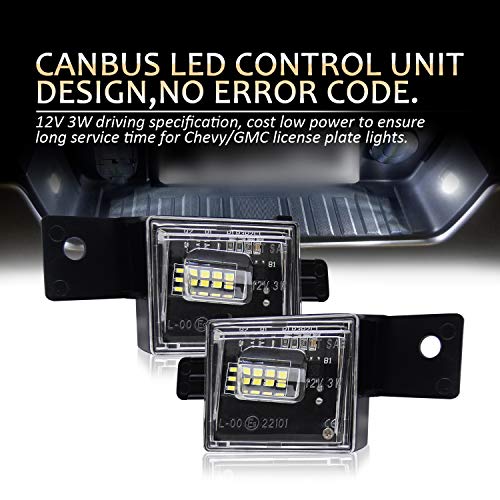 D-Lumina Led License Plate Lights Assembly Compatible With 2014-2021 Chevy Silverado Gmc Sierra 1500 2500Hd 3500Hd Colorado Canyon Pickup Truck, Rear Tag Light 6000K White 2-Pieces #TOP2