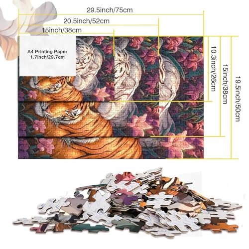 Puzzle de 1000 piezas de tigre salvaje y flores exóticas para relajarse en familia de 70x50 cm 6