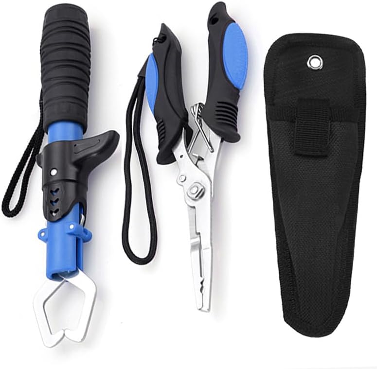 2sets Fishing Tongs Hook Remover Stainless Steel Long Nose Fishing Tongs Braided Knife Forked Ring Tongs Portable Fishing multifunctio