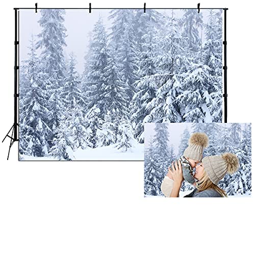 Telón de fondo de bosque de nieve de invierno para fotografía de fiesta de Navidad, foto de fondo de habitación, decoración de pared, video, cabina de fotos XT-4797 (220 x 150 cm) Cover