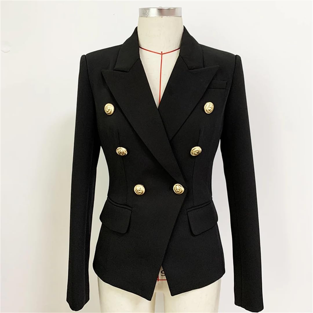 Veste de costume pour femme avec boutons dorés à double boutonnage