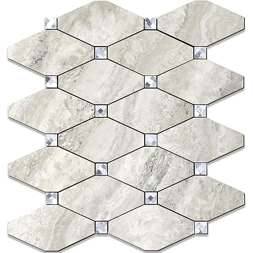 STICKGOO Peel and Stick Backsplash, 10 Sheets Beige Stone Texture Stick on Backsplash, Self Adhesive Wall Tile Sticker