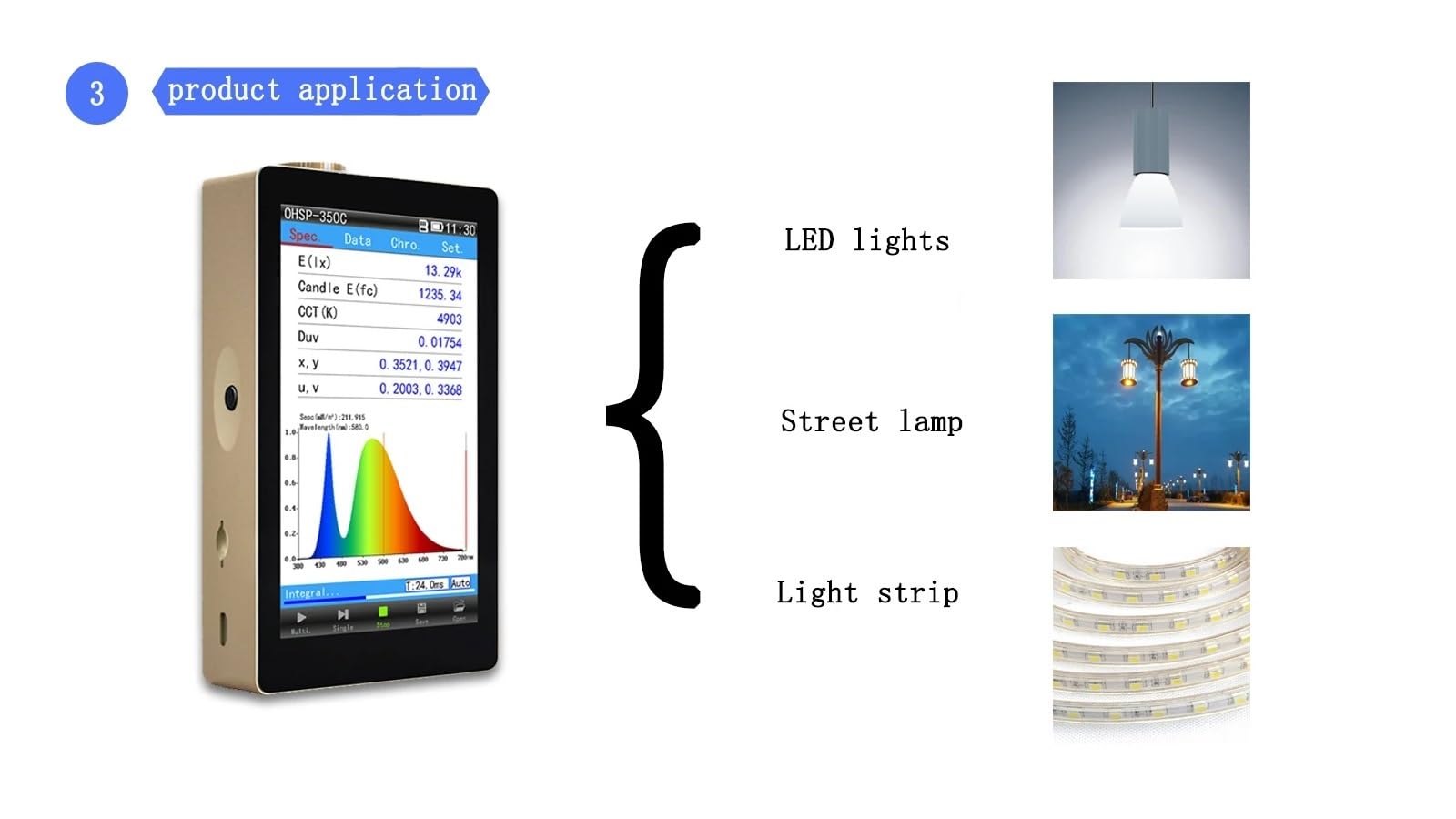 medidor de luz, Espectrómetro portátil OHSP-350C, 380-780 Nm, LED, CCT, CRI, Luxómetro
